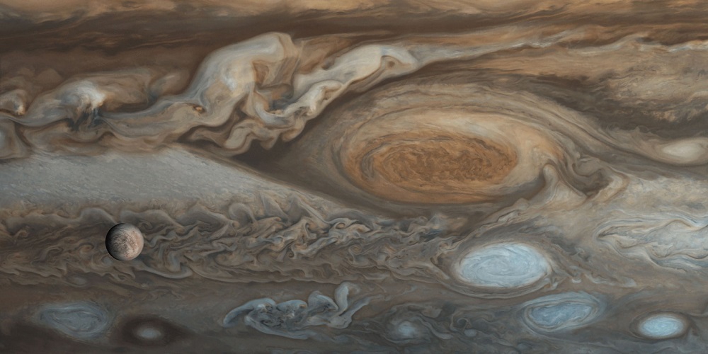 Jupiter en zijn maan Europa. 