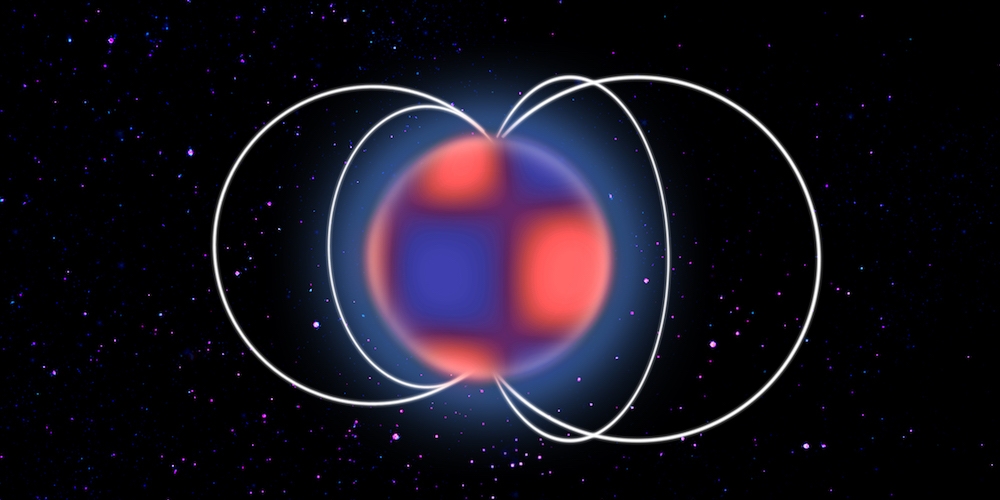 Illustratie van een magnetische delta Scuti ster