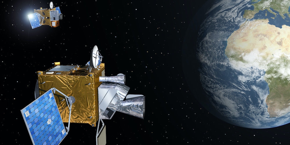 Artistieke impressie van de Meteosat Third Generation satellieten. 