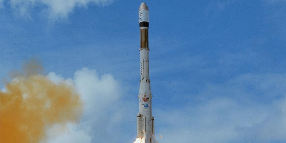 Lancering van een Europese Ariane 4 raket