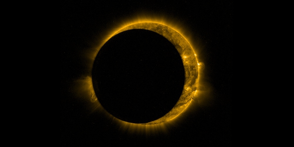Eén van de waargenomen zonsverduisteringen gezien door Proba-2