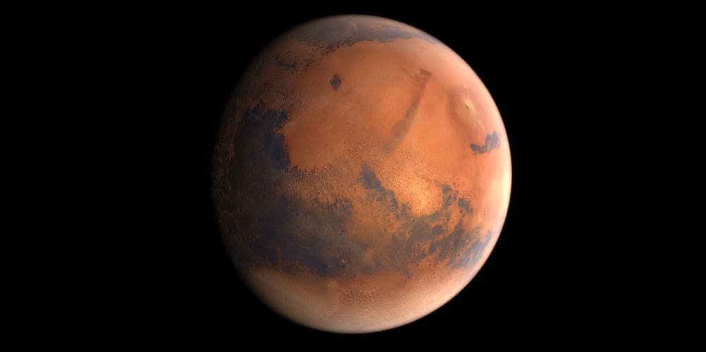 De planeet Mars. 
