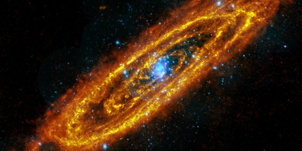 Het Andromeda sterrenstelsel gezien door de 'ogen' van de Herschel ruimtetelescoop