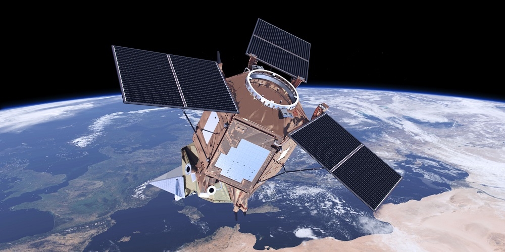 Artistieke impressie van de Sentinel 5P aardobservatiesatelliet