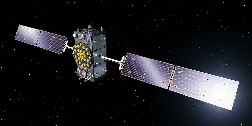 Artistieke impressie van een Galileo satelliet.