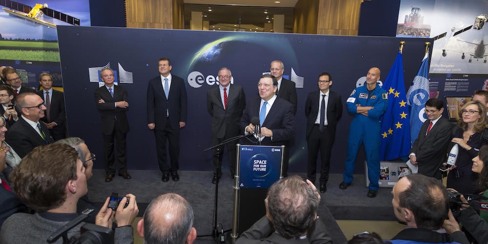 José Manuel Barroso tijdens de opening van de tentoonstelling 'Space for our Future'