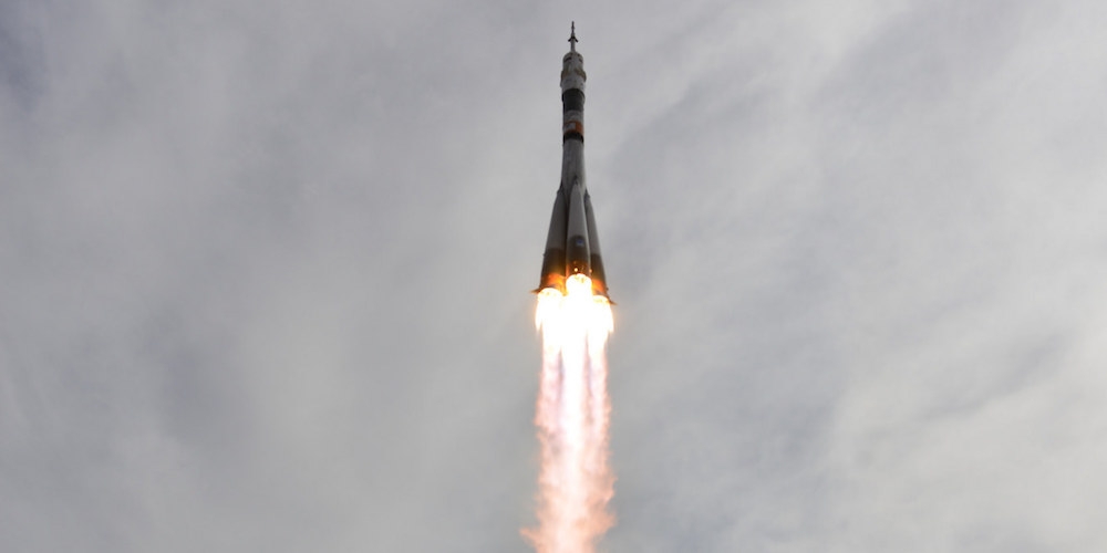 Lancering van Andreas Mogensen en zijn Sojoez TMA-18M ruimtecapsule