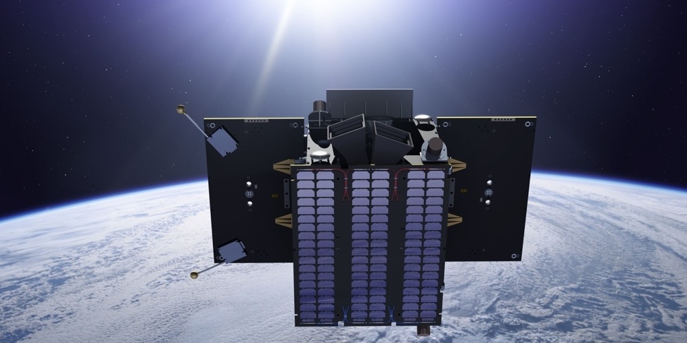 Artistieke impressie van de Proba-2 satelliet in een baan om de Aarde