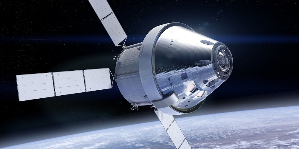De Amerikaanse Orion ruimtecapsule met de Europese Service Module.